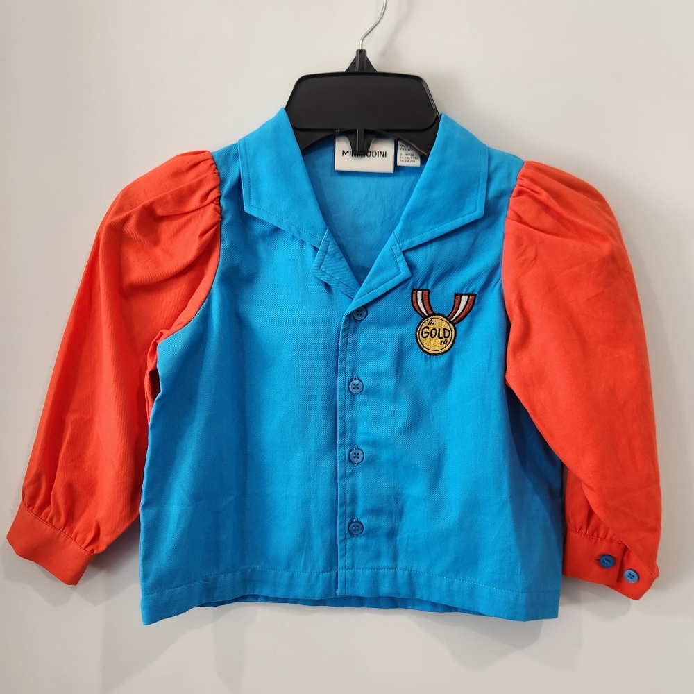 New Mini Rodini Kids Girl Blouse 1.5 (18m) - 3 Yrs Gold Medal Button Down 92/98